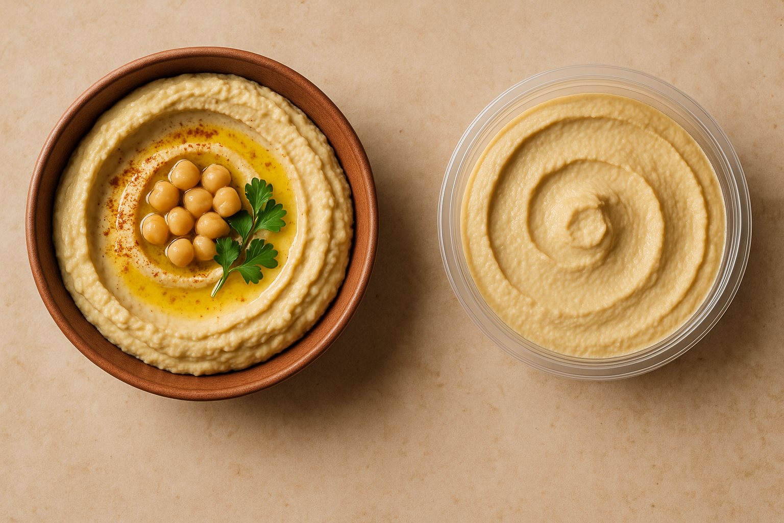 השוואה בין חומוס תעשייתי לחומוס מסורתי טרי